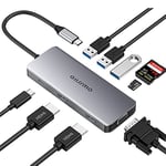 GIISSMO Hub USB C 9 en 1, Station d'accueil USB-C Triple écran, Adaptateur multiport avec Double 4K HDMI VGA 1080p, 3 USB 3.0-100 W PD et Lecteur de Carte TF/SD pour MacBook Pro/Air et Windows