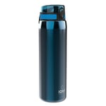 Ion8 1 Litre Stainless Steel Water Bottle, Leak Proof, One-Finger Flip Lid, Secure Lock, Carry Handle, Dishwasher Safe, Durable, 1200ml (40oz), Metallic Blue
