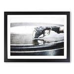 Needle Of The Record Player Painting Modern Art Framed Wall Art Print, Ready to Hang Picture for Living Room Bedroom Home Office Décor, Black A4 (34 x 25 cm)