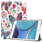 LMFULM® Case for Apple iPad Mini 6 2021 (8.4 Inch) PU Leather Case Tri-Fold Slim Lightweight Smart Protective Shell With Auto Sleep/Wake Stand Flip Cover Holster Colorful Butterfly Pattern