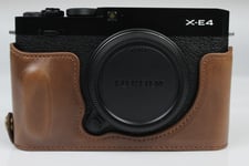 X-E4 Case, Zakao PU Leather Half Bottom Opening Version Holster Camera Case With Hand Strap Protective Cover Bag Case for Fujifilm Fuji X-E4 XE4 (Coffee)