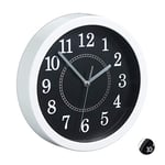 Relaxdays 10024285_49 Horloge Murale Ronde, 20 cm, Petite Pendule à accrocher au Mur, Design Classique, Piles, Blanche, Plastique, métal, Blanc, One size