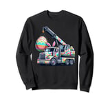 Bunny Crane Truck Easter Egg Mens Womens Kids Easter Sweatshirt