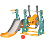 3-IN-1 Kids Swing and Slide Set Activity Center with Basketball Hoop Slide Swing