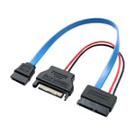 Eletra Mini Sata 7+15-Pin Hunn- Sata 7P Hunn+Sata 15 Hann 20+15CM kabel Flat, blå