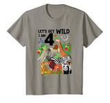 Youth Let's Get Wild I am 4 Zoo Birthday Animal Wildlife Safari T-Shirt