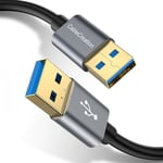 CableCreation Câble d'extension USB 3.0 vers USB 5 Gbit/s Type A mâle vers mâle USB Extender pour radiateur ordinateur portable disque dur caméra TV Box, USB 3.0- 0,5 m