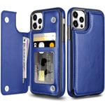 Coolden Compatible with iPhone 12 Pro Max Case Wallet Case Shockproof Case with Card Holder Flip Folio Soft PU Leather Magnetic Closure Protective Case Cover Compatible with iPhone 12 Pro Max (Blue)