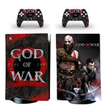 Sticker Ps5,Skin Pour Ps5 Playstation 5 Sans Lecteur Optique Console Et 2 Contrôleurs - God Of War Noir