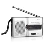 MeiLiu BC-R21 Portable AM/FM mini stereo radio, built-in speaker, pocket radio with retractable antenna, battery powered
