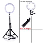 showsing 16cm/26cm Ring Light LED Camera Photography Lamp with Bluetooth&120cm Tripod&Phone Holder-Red
