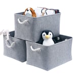 AlphaHome Extra Large Storage Baskets, Collapsible Fabric Storage Boxes for Clothes and Toys, Set of 3, Glaucous Grey, XLarge