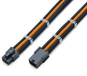 Shakmods 6 Pin PCIE GPU Graphics Card Sleeved Extension Cable 30cm + 2 Cable Combs (Orange & Black)
