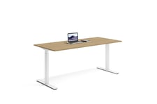 Wulff Hev senk skrivebord 180x80cm 670-1170 mm (slaglengde 500 mm) Färg på stativ: Hvit - bordsskiva: Eik