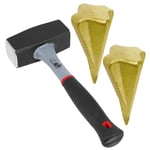 Log Splitter Hammer Kit 2kg 4lb Lump Club Mallet + Wood Splitting Maul Wedge x 2