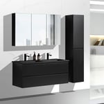 SparMax NoraDesign 120 cm baderomsmøbel dobbel sort matt m/sort servant