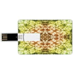 8G USB Flash Drives Credit Card Shape Tie Dye Decor Memory Stick Bank Card Style Round Creepy Figure with Saturated Fractal Colors with Faded Pleat Motifs,Green Brown Waterproof Pen Thumb Lovely Jump