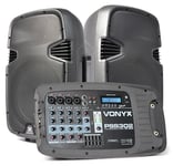 Vonyx PSS302 Port.Soundset 2x10" MP3/Bluetooth, Vexus 10" komplett PA-system med ljudeffekter
