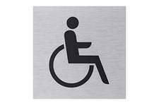 Metafranc Panneau adhésif en forme de fauteuil roulant 80 x 80 mm - En aluminium - Aspect acier inoxydable - Autocollant arrière - 507110