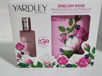 Yardley 50ml Eau De Toilette English Rose and Note Book Suitable For Vegans