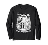 Bigfoot Play Guitar with Alien And UFO, Funny Alien Saying Long Sleeve T-Shirt