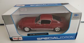 Maisto - 1967 FORD MUSTANG GT (Red)  - Die Cast Model Car Scale 1:24