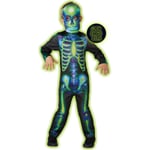 Neon Skeleton 122/128 (7-8 År) Halloween Monster Skelettdräkt