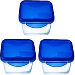 Pyrex® Cook & Go Set of 3 Rectangular Glass Storage Boxes with Airtight...