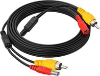 MONDODIGITALE-Vidéo Cable Rallonge Rca Jack Câble + Dc D'Alimentation 2.1X5.5Mm Plug 2-In-1 Pour Recul Voiture Prise Phono Connecteur Caméra Moniteur 5M 16.5Ft