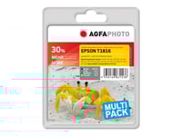 Agfaphoto - 4-Pack - Svart, Gul, Cyan, Magenta - Kompatibel - Återanvänd - Bläckpatron (Alternativ För: Epson 18Xl, Epson C13t18164010, Epson T1816) - För Epson Expression Home Xp-212, 215, 225, 312, 315, 322, 325, 412, 415, 422, 425