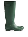 Hunter Womens Original Tall Adjustable Back Wellington Boot - Khaki, Green, Size 7, Women