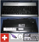 Clavier/Keyboard Qwertz Suisse / Swiss Pour KU-0355 KU0355, KB.KUS03.239, KBKUS03239, Port connecteur/ connector USB, Noir / Black