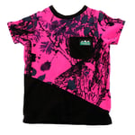 Ridgeline Spliced Kids Fleece T-Shirt Hyper Pink Camo/Black 4