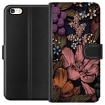 Apple iPhone 5 Svart Plånboksfodral Tecknade blommor