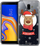 Caseink Coque pour Samsung Galaxy J6 Plus J6+ (6.4) Housse Etui [Crystal Gel Motif HD Collection Noël 2017 Design Cerf à Echarpe - Souple - Ultra Fin - Imprimé en France]