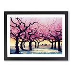 Enigmatic Cherry Blossom Trees H1022 Framed Print for Living Room Bedroom Home Office Décor, Wall Art Picture Ready to Hang, Black A4 Frame (34 x 25 cm)