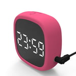 Home use Digital Travel Alarm Clock Compact Battery USB charging Dual Alarm Clock with Snooze,Simple Basic Operation for Home Office Travel,Pink