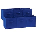 Amazon Basics Lot de 6 cubes de rangement pliables en tissu avec poignées, 26,6 x 26,6 x 27,9 cm, Bleu Marine Uni