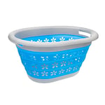 Laundry Master Collapsible Laundry Basket, Blue/Grey, 50 x 37.5 x 6 cm