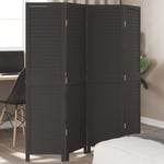 Room Divider 4 Panels Black Solid Wood Paulownia vidaXL