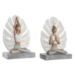 Dekorativ figur 16 x 7,5 x 21 cm Grå Hvid Yoga (2 enheder)