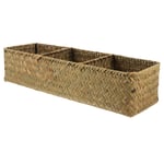 DOITOOL 3- Section Wicker Baskets for Shelves Hand- Woven Water Hyacinth Storage Baskets for Cupboards Drawer Closet Bathroom Rustic Decor
