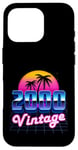 Vintage 2000 Anniversaire 25 ans 80's Rétro Palmier Coucher de Soleil Coque pour iPhone 16 Pro