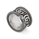 Gucci GG Marmont Aged Sterling Silver Double G Snake Motif Ring D - P