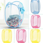 Foldable Pop Up Washing Clothes Laundry Basket Bin Hamper Mesh S C