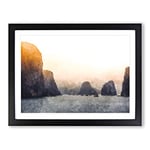 Ha Long Bay In Vietnam Painting Modern Art Framed Wall Art Print, Ready to Hang Picture for Living Room Bedroom Home Office Décor, Black A4 (34 x 25 cm)