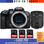 Canon EOS R10 + RF 85mm F2 Macro IS STM + 3 SanDisk 64GB Extreme PRO UHS-II SDXC 300 MB/s + Guide PDF '20 TECHNIQUES POUR RÉUSSIR VOS PHOTOS