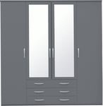 Argos Home Hallingford 4 Door 3 Drawer Mirror Wardrobe -Grey Grey