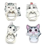 Mixtecc 4-Pcs Phone Ring Holder Stand, Cute Dogs Cats Animal Phone Stand Holder 360 Rotation Finger Ring Grip for Smartphones and Tablets (Cats Ring Grip)