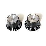 2 Gibson SG style Black Tone Knobs with Silver Reflector Cap